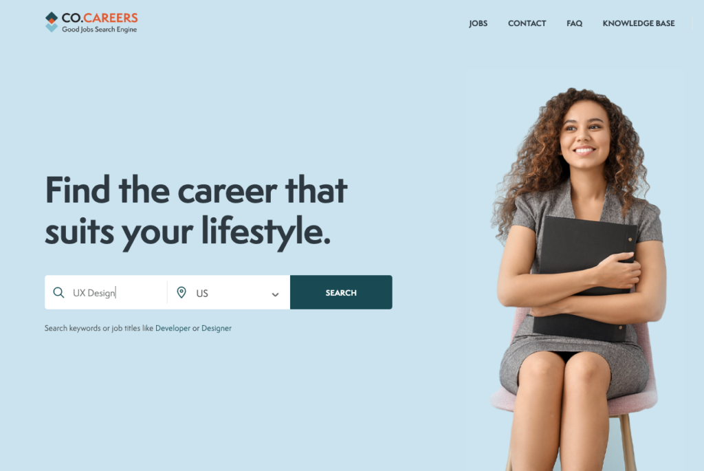 Co. Careers good jobs platform showing job search for "ux design"